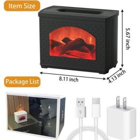 Flame Humidifier Essential Oil Diffuser With Fireplace Light For Bedroom, Fireplace Simulation Humidifier, Super Quiet 270ml Cool Mist Humidifiers Wat