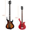 Glarry GW101 36in Small Scale Electric Bass Guitar Suit With Mahogany Body SS Pickups, Guitar Bag, Strap, Cable Red