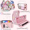 Pink Unicorn Carrying Case Compatible with Nintendo Switch (NOT OLED or LITE) with Dockable Protective Grip Case+Screen Protector+Unicorn Stickers, Ha