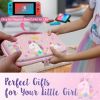 Pink Unicorn Carrying Case Compatible with Nintendo Switch (NOT OLED or LITE) with Dockable Protective Grip Case+Screen Protector+Unicorn Stickers, Ha