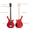 Glarry GW101 36in Small Scale Electric Bass Guitar Suit With Mahogany Body SS Pickups, Guitar Bag, Strap, Cable Red