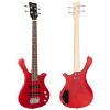 Glarry GW101 36in Small Scale Electric Bass Guitar Suit With Mahogany Body SS Pickups, Guitar Bag, Strap, Cable Red
