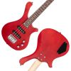 Glarry GW101 36in Small Scale Electric Bass Guitar Suit With Mahogany Body SS Pickups, Guitar Bag, Strap, Cable Red