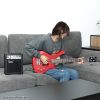 Glarry GW101 36in Small Scale Electric Bass Guitar Suit With Mahogany Body SS Pickups, Guitar Bag, Strap, Cable Red