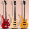 Glarry GW101 36in Small Scale Electric Bass Guitar Suit With Mahogany Body SS Pickups, Guitar Bag, Strap, Cable Red