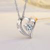 Emma Manor Heart Necklace 14K White Gold Plated Round Cut Cubic Zirconia Forever Lover Heart Pendant Necklace for Women Girls