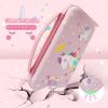 Pink Unicorn Carrying Case Compatible with Nintendo Switch (NOT OLED or LITE) with Dockable Protective Grip Case+Screen Protector+Unicorn Stickers, Ha