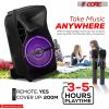5 Core Party Speaker Portable PA System 2 Wireless Microphone Bluetooth Loud Big Subwoofer Active Powered DJ Karaoke Machine for Studio Indoor Outdoor