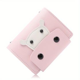 Men's 26 Card Slots PU Leather Credit Card Storage Bag Unisex Cartoon Hippo Graphic Simple Texture Multi-card Card Holder Coin Purse (Color: Pink)
