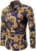 Men's Print Shirts 3D Pattern Dragon Slim Fit Button-Down Fashion Dress Long Sleeve Top Polo Shirt