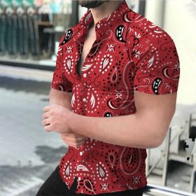 2022 Men's Summer Lapel T-Shirt Shirts Hawaiian Short Sleeve Shirts short sleeve (Color: As shown, size: XL)