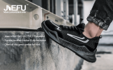 JIEFU Men Work shoes; Steel Toe Shoes; men sneaker; Lightweight Breathable Mesh Slip Resistant Work Shoes Comfortable Indestructible Construction Shoe