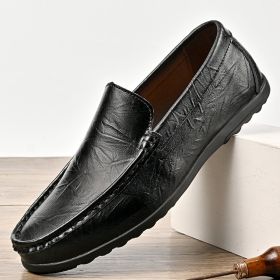 New men's casual shoes, lazy shoes, slip-on lazy shoes, large size men's loafers 38-46 (Color: Black, size: 43)