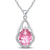 Emma Manor 14k White Gold Plated 5A Pear Shape Cubic Zirconia Crown Pendant Necklace for Women