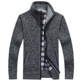 Winter Sweater Men Turtleneck Thick Warm Fleece Cardigan Men Sweater Cashmere Wool Men Sweater Pull Homme Sueter Hombre (Color: Dark Gray, size: M)