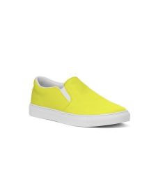 Men's Athletic Sneakers, Yellow Low Top Canvas Sports Shoes - 01DO7Z (Color: Yellow, size: 5)