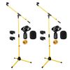 5 Core Tripod Mic Stand Heavy Duty Height Adjustable Floor Microphone Boom Arm Pedestal Para Microfono for Singing On Stage Studio - MS 080 YLW