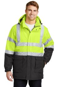 Port Authority ANSI 107 Class 3 Safety Heavyweight Parka J799S (Color: Safety Yellow/ Black/ Reflective, size: S)