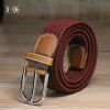 Men Elastic Stretch Waist Belt Black Canvas Stretch Braided Elastic Woven Leather Belt Wide Hot Metal Stretch Belt for Men