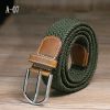 Men Elastic Stretch Waist Belt Black Canvas Stretch Braided Elastic Woven Leather Belt Wide Hot Metal Stretch Belt for Men