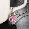 Emma Manor 14k White Gold Plated 5A Pear Shape Cubic Zirconia Crown Pendant Necklace for Women
