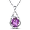 Emma Manor 14k White Gold Plated 5A Pear Shape Cubic Zirconia Crown Pendant Necklace for Women